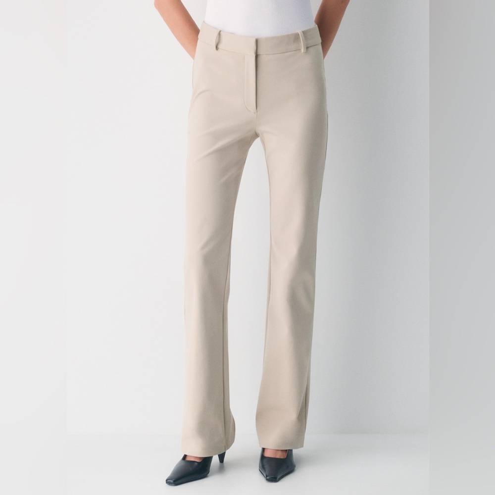 Aritzia Beige Straight Leg Trousers